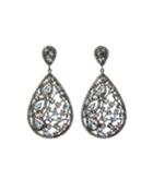 Silver Pear Drop Earrings With Champagne Diamonds & Aquamarine