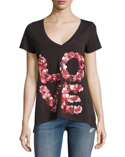 Rose Petals Graphic Tee, Black