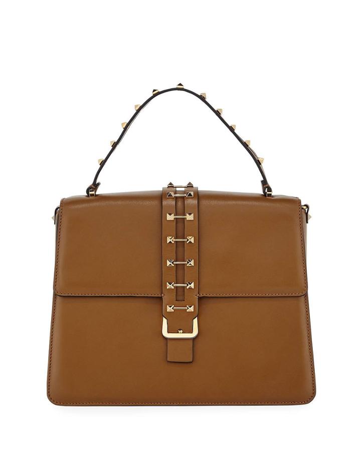 Rockstud Calf Leather Top-handle Bag
