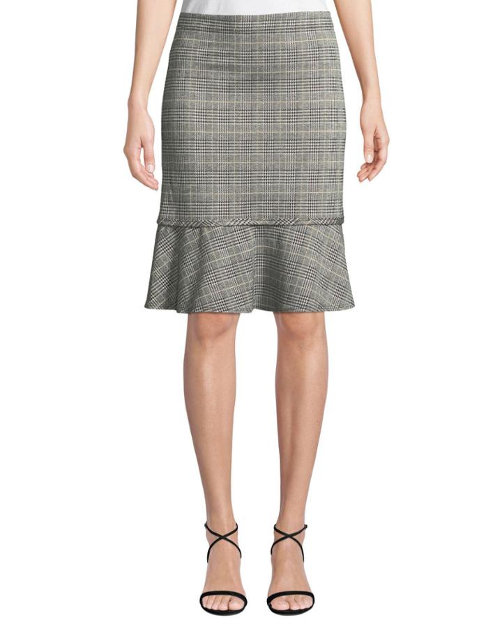 Check Pattern Knit Flounce