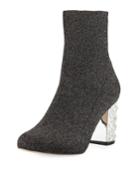 Liz Embellished-heel Shimmer-knit Booties