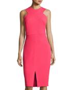 Sleeveless Halter-neck Midi Dress, Coral