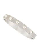 Pearl-inset Rhodium-plate Bracelet