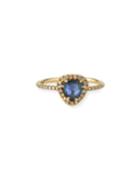 14k Gold English Blue Topaz & White Diamond Ring,