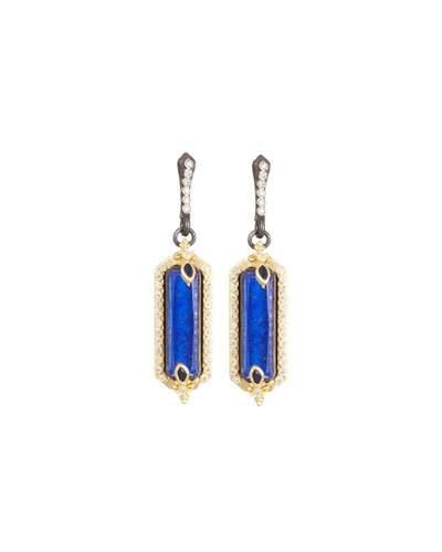 Old World Diamond, Sapphire & Lapis Doublet Drop Earrings