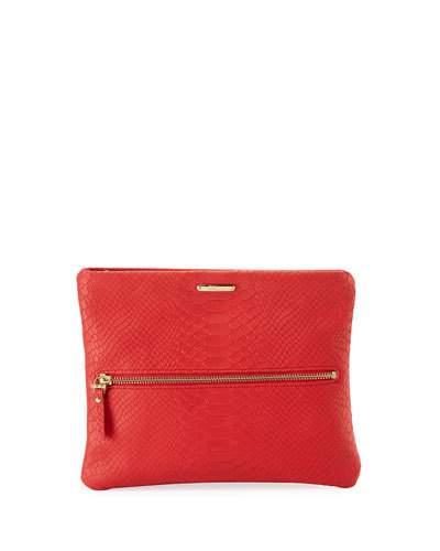 Snake-embossed Crossbody Clutch Bag, Red