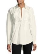 Long-sleeve Lace-up Back Poplin