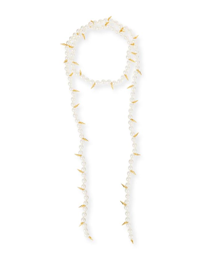 Linda Pearly Spike Lariat Necklace