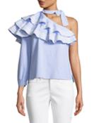 Isla Striped One-shoulder Blouse
