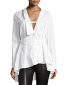 Extended Collar Long-sleeve Poplin