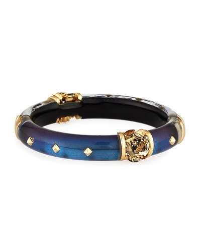 Studded Hinged Bangle Bracelet, Blue