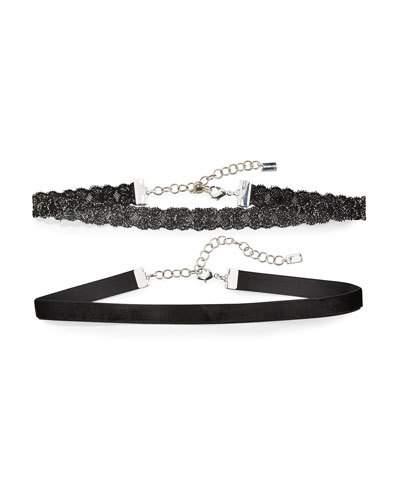 Black Flower Lace & Velvet Choker Necklace,