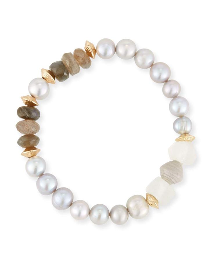Vail Pearly Gray & Pink Beaded Bracelet