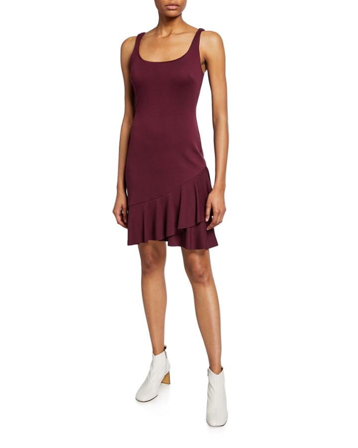 Malinda Sleeveless Ruffle-hem Ponte Dress