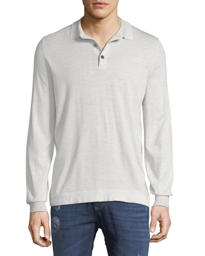 Men's Long-sleeve Wool/cashmere Polo