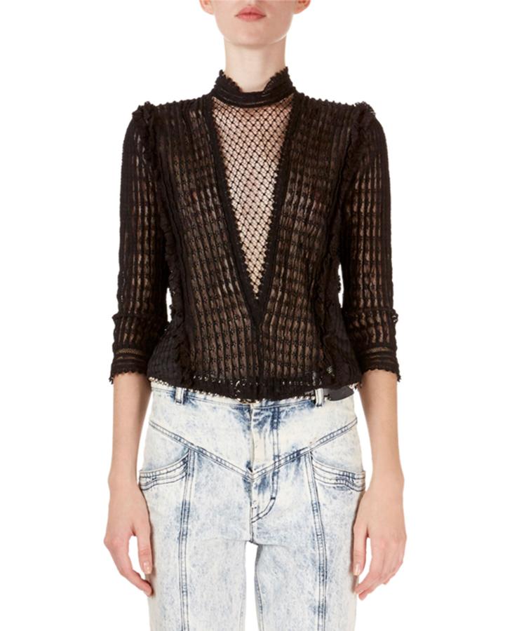 Roscoe 3/4-sleeve Sheer Lattice