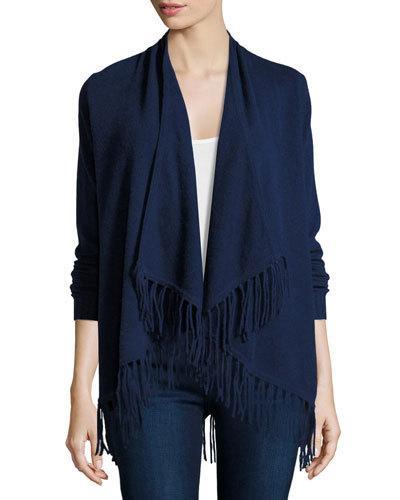 Cashmere Open-front Cardigan, Navy