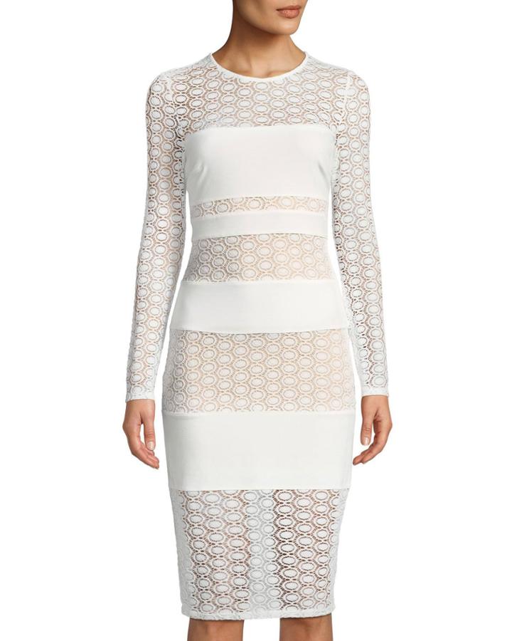 Lace-striped Long-sleeve Illusion