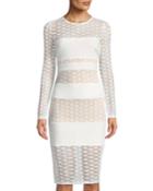 Lace-striped Long-sleeve Illusion