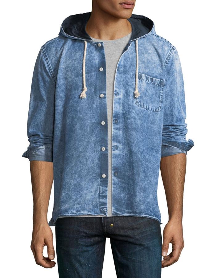 Button-up Denim Hoodie
