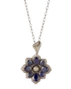 Bavna Sapphire & Diamond Flower Pendant Necklace, Women's