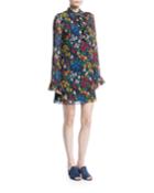 Livia Iris Garden Printed Long-sleeve Dress