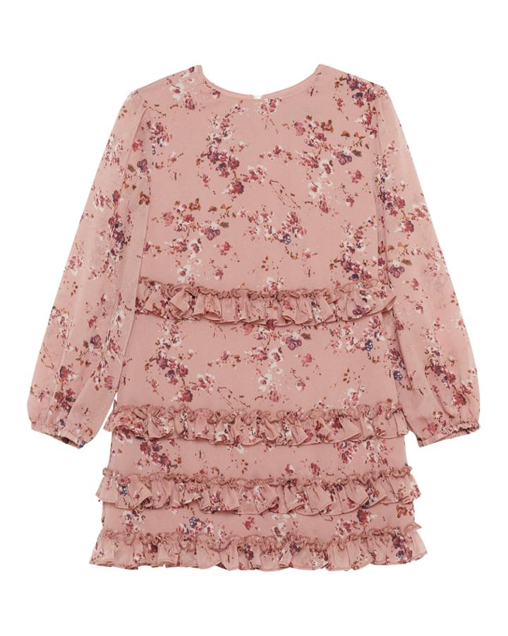 Ditsy Frill Floral Long-sleeve Dress,