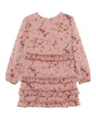 Ditsy Frill Floral Long-sleeve Dress,