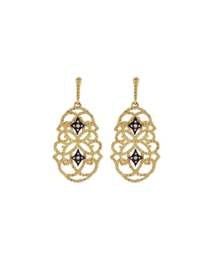 Old World 18k Diamond Open Scroll Earrings