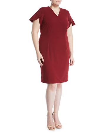 Tulip-petal Sleeve Wrap-front Dress