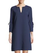 Deandra Split-neck Bell-sleeve Dress