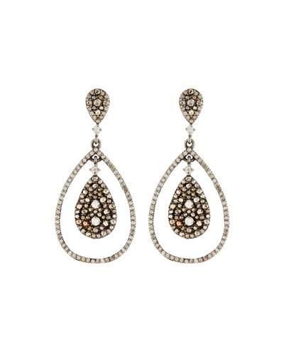 Mixed Diamond Teardrop Earrings