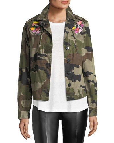 Embroidered Canvas Camo Utility Jacket