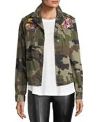 Embroidered Canvas Camo Utility Jacket
