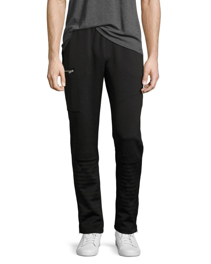 Zip-pocket Moto Pants, Black
