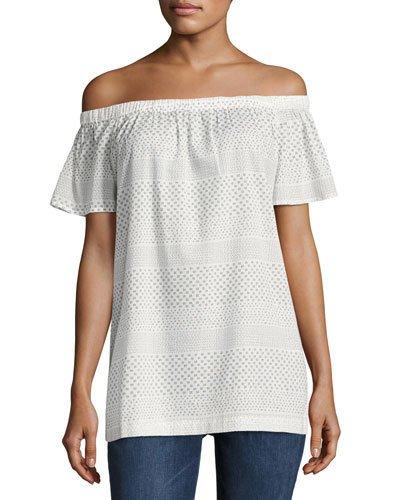 Dot-print Off-the-shoulder Top