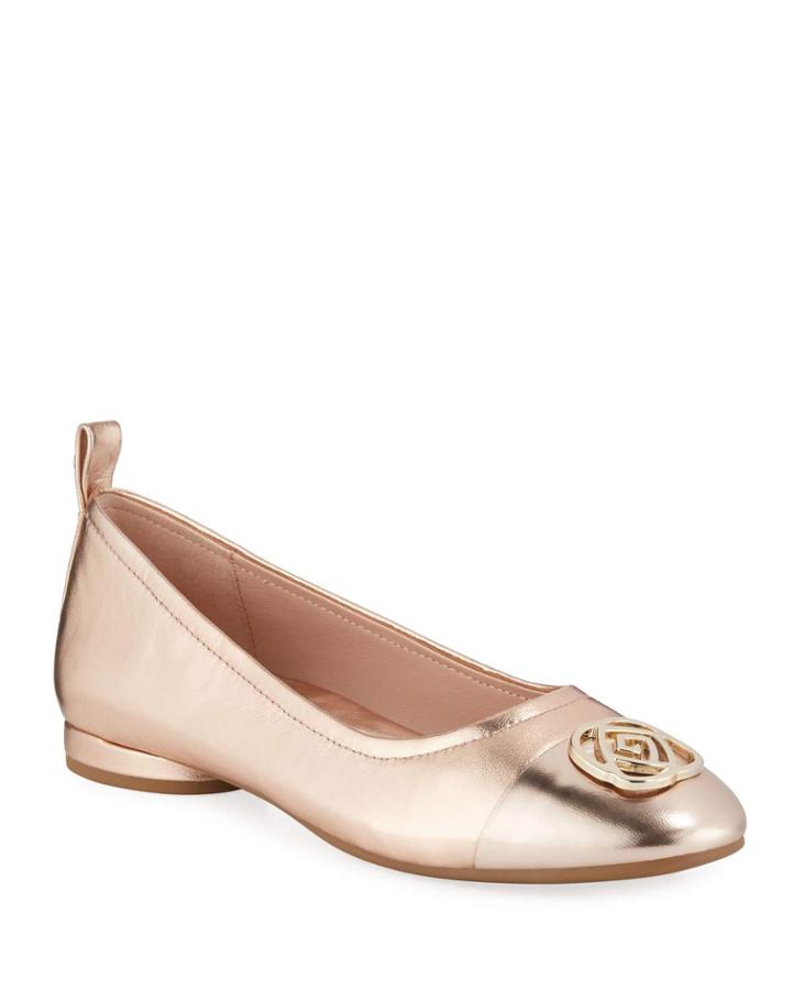 Penelope Metallic Leather Comfort Flats