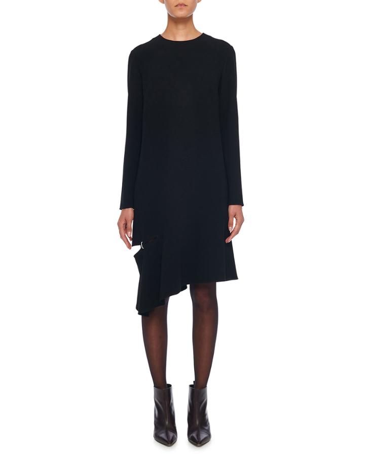 Triacetate Shift Dress With Detached Hem