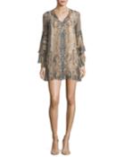 Rock And Roll Split-neck Snake-print Silk