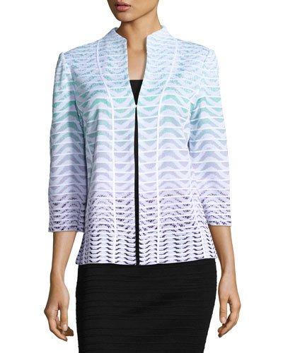 Ombre Wavy-print Knit Jacket,