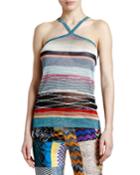 Shimmer Striped Crisscross Halter Top