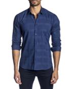 Men's Semi-fitted Tonal Plaid Long-sleeve Button-down