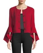 Handkerchief-sleeve Button-down Cropped Blazer