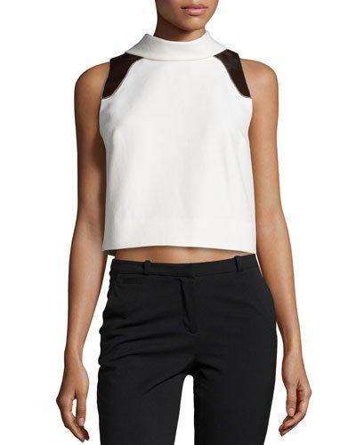 Sleeveless Textured Crop Top, Ivory