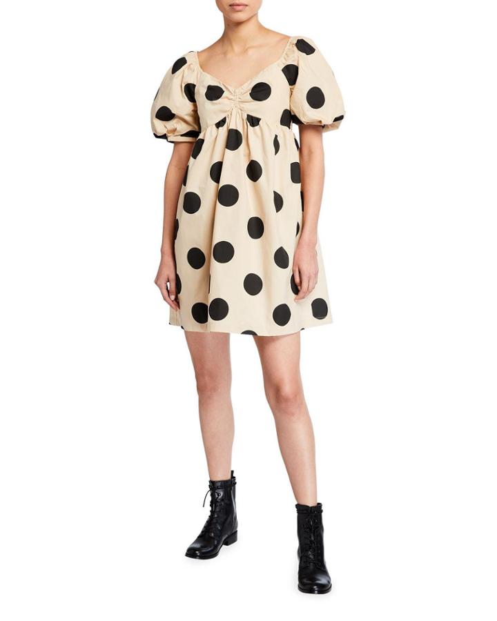 Polka Dot Puff-sleeve