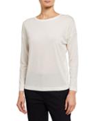 Long-sleeve Linen-blend Top