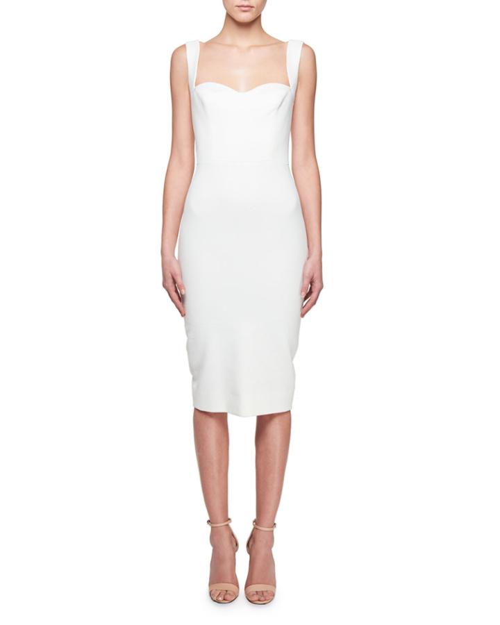 Sweetheart-neck Sleeveless Fitted Dress With Tonal