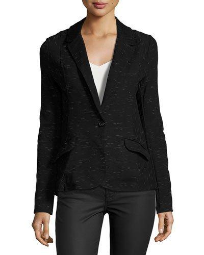 Knit One-button Blazer, Black