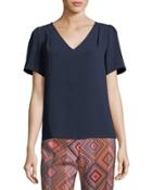 Ease Pleat-detail Crepe Blouse