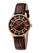 32mm Donna Cremona Crystal Watch W/ Leather, Brown/rose